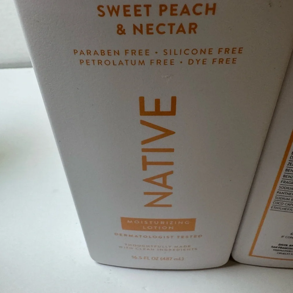 2 Native Moisturizing Hand & Body Lotion, Sweet Peach & Nectar